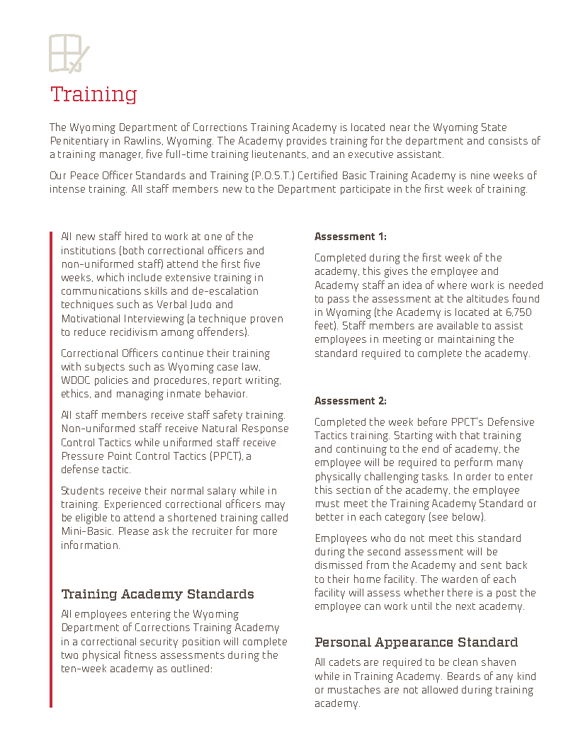 Image 4 of 5 in gallery section. Image title is WDOC_JobDetails_Training-1_Page1.