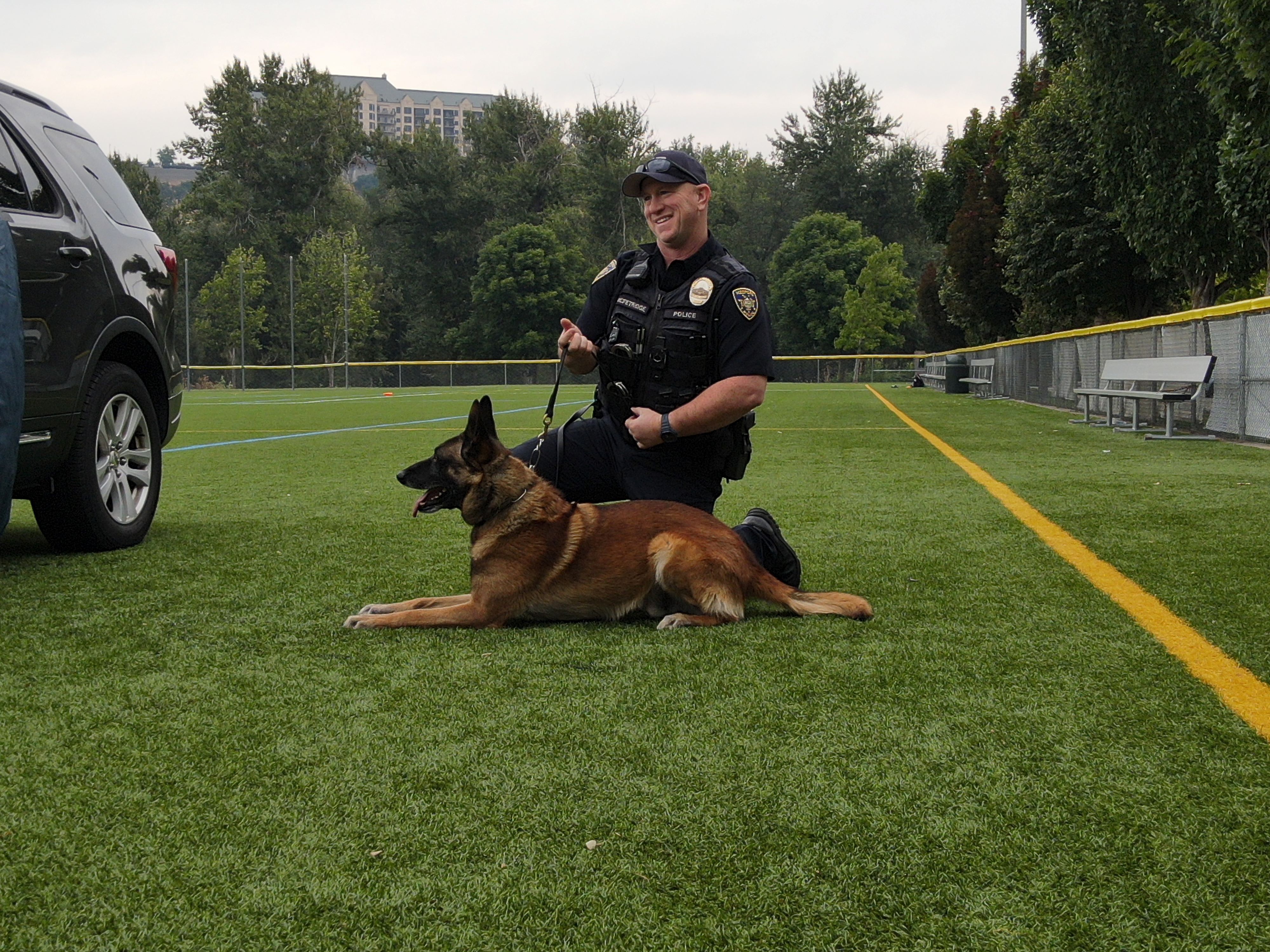 Image 21 of 23 in gallery section. Image title is 083123 K9 Portion of Recruiting Video at Lithia Fields (24) resized.