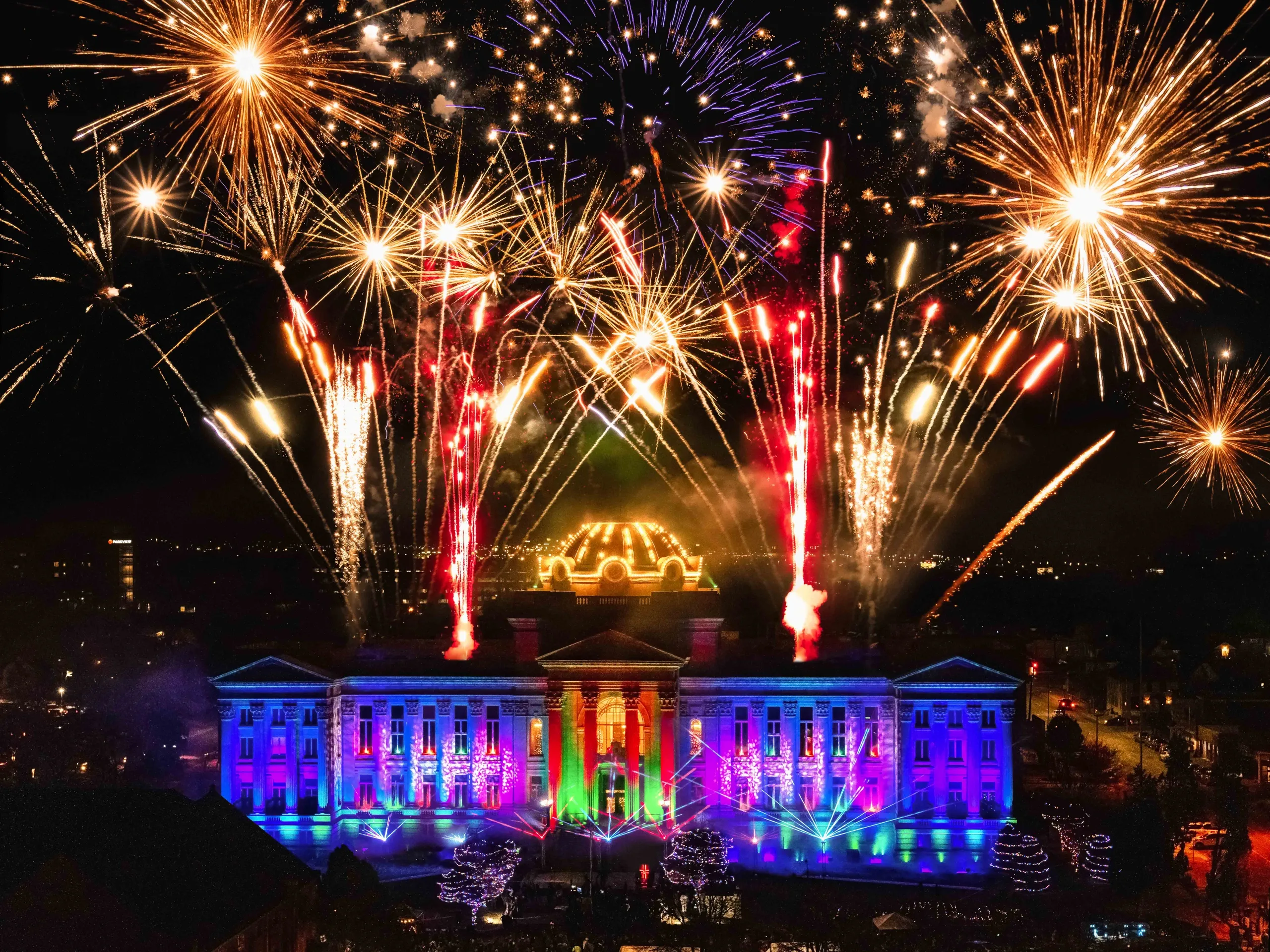 Image 1 of 12 in gallery section. Image title is Pueblo Courthouse Holiday Lighting.